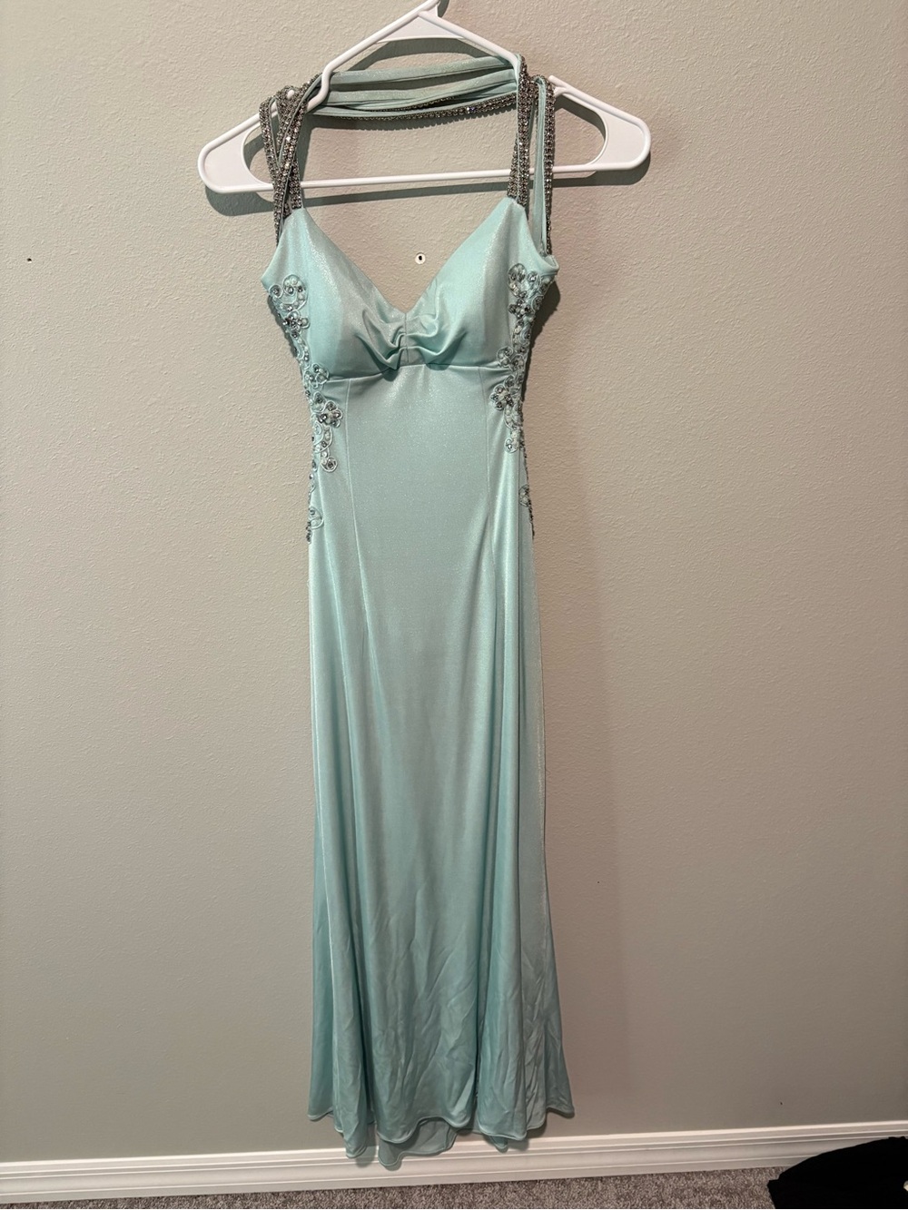 Morgan & Co. Mint Green Beaded Prom Gown